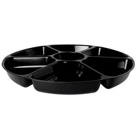 Fineline D18070.BK Platter Pleasers 18" Black Polystyrene Round 7 Compartment Tray - 12/Case