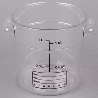 Carlisle 1 Qt. Clear Round Polycarbonate Food Storage Container