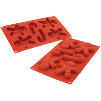 Silikomart SF106 SiliconFLEX 6 Compartment Gingerbread Man Silicone Baking Mold - 3 3/4" x 3 1/16" x 13/16" Cavities