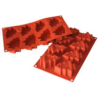 Silikomart SF108 SiliconFLEX 8 Compartment Pine Tree Silicone Baking Mold - 3 5/16" x 2 11/16" x 1 3/16" Cavities