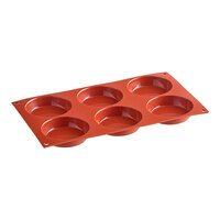 Silikomart SF047 SiliconFLEX 6 Compartment Flan Silicone Baking Mold - 3 1/8" x 3 1/8" x 11/16" Cavities