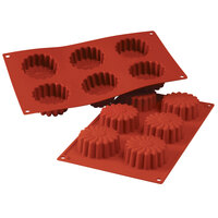 Silikomart SF056 SiliconFLEX 6 Compartment Daisy Silicone Baking Mold - 2 3/4 inch x 2 3/4 inch x 1 1/8 inch Cavities
