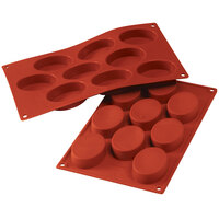 Silikomart SF018 SiliconFLEX 9 Compartment Medium Ovals Silicone Baking Mold - 2 3/4" x 1 15/16" x 13/16" Cavities