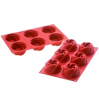 Silikomart SF158 SiliconFLEX 6 Compartment Vertigo Silicone Baking Mold - 3 1/16" x 3 1/16" x 1 7/16" Cavities