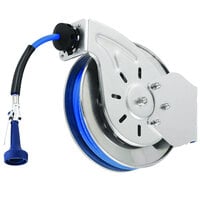 T&S B-7242-08H 50' Open Epoxy Coated Steel Hose Reel with JeTSpray Hi-Flow Spray Valve
