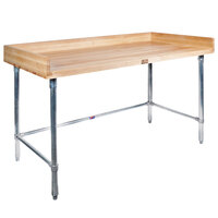 John Boos & Co. DSB11 Wood Top Baker's Table with Stainless Steel Base - 36" x 48"