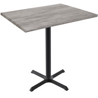 Holland Bar Stool OD211-3042BWOD3048GRYSTN EnduroTop 30" x 48" Greystone Wood Laminate Outdoor / Indoor Bar Height Table with Cross Base