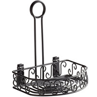 American Metalcraft CRS68 Black Semi-Round Wrought Iron Scroll Design Condiment Caddy - 8 1/4" x 6 1/4" x 9"