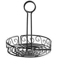 American Metalcraft WBCC8 Black Round Wrought Iron Scroll Design Condiment Caddy - 7 3/4" x 9"