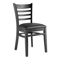 Lancaster Table & Seating Black Finish Wood Ladder Back Chair with Black Vinyl Seat - Assembled