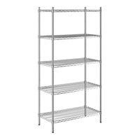 Steelton 18" Wide NSF Chrome 5-Shelf Kit with 72" Posts