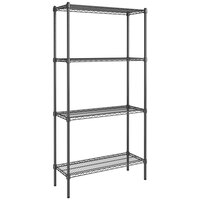 Steelton 14" x 36" NSF Black Epoxy 4-Shelf Kit with 72" Posts