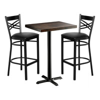 Lancaster Table & Seating 24" x 30" Bar Height Wood Butcher Block Table with 2 Cross Back Chairs - Espresso