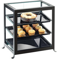 Cal-Mil 1575-13 Soho Three Tier Black Display Case with Rear Doors - 21 1/4" x 15 3/4" x 20 3/4"