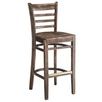 Lancaster Table & Seating Vintage Finish Wood Ladder Back Bar Stool with Vintage Wood Seat