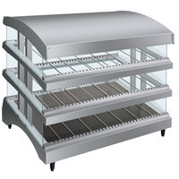 Hatco GR3SDS-39TCT Glossy Gray Glo-Ray 39" Slanted Triple Shelf Heated Glass Merchandising Warmer with Curved Top - 120/208-240V, 3310W