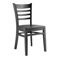 Lancaster Table & Seating Black Finish Wood Ladder Back Chair with Black Wood Seat