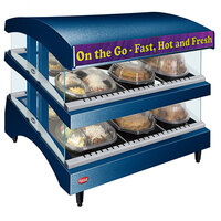 Hatco GR3SDS-27DCT Navy Glo-Ray 27" Slanted Double Shelf Heated Glass Merchandising Warmer with Curved Top - 120V, 1340W