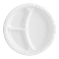 Ecopax 10" 3-Compartment White / Ivory Mineral-Filled Polypropylene Plate - 400/Case