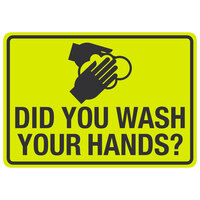 "Did You Wash Your Hands?" Engineer-Grade Reflective Black / Yellow Aluminum Sign with Symbol - 14" x 10"