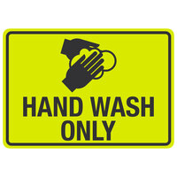 "Hand Wash Only" Engineer-Grade Reflective Black / Yellow Aluminum Sign with Symbol - 14" x 10"