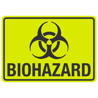 Lavex "Biohazard" Engineer-Grade Reflective Black / Yellow Aluminum Sign with Symbol - 14" x 10"