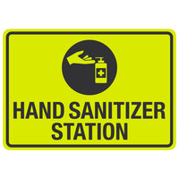 "Hand Sanitizer Station" Engineer-Grade Reflective Black / Yellow Aluminum Sign with Symbol - 14" x 10"