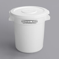 Baker's Mark 10 Gallon / 160 Cup White Round Ingredient Storage Bin with White Lid