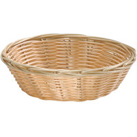 Tablecraft 1177W 7" x 2" Round Natural-Colored Polypropylene / Steel Basket - 12/Pack