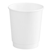 Choice 8 oz. Tall White Smooth Double Wall Paper Hot Cup - 25/Pack