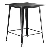 Lancaster Table & Seating Alloy Series 32" x 32" Distressed Onyx Black Bar Height Outdoor Table