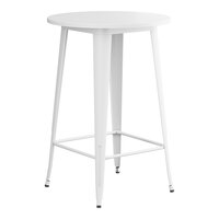 Lancaster Table & Seating Alloy Series 30" Round Pearl White Bar Height Outdoor Table