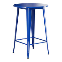 Lancaster Table & Seating Alloy Series 30" Round Blue Quartz Bar Height Outdoor Table