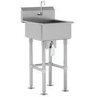 Advance Tabco FC-FM-2721KV 16-Gauge Service Sink with 8" Deep Bowl and 1 Knee Valve Faucet - 27" x 21 1/2"