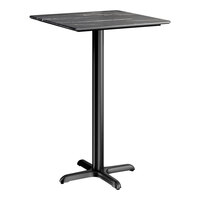 Lancaster Table & Seating Excalibur 28" x 28" Square Bar Height Table with Smooth Letizia Finish and Cross Base Plate
