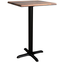 Lancaster Table & Seating Excalibur Square Counter Height Table with Textured Farmhouse Finish and Cross Base Plate
