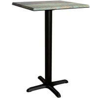 Lancaster Table & Seating Excalibur Square Counter Height Table with Textured Canyon Painted Metal Finish and Cross Base Plate