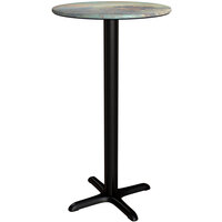 Lancaster Table & Seating Excalibur Round Bar Height Table with Textured Canyon Painted Metal Finish and Cross Base Plate
