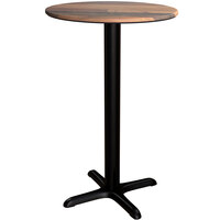 Lancaster Table & Seating Excalibur Round Counter Height Table with Textured Farmhouse Finish and Cross Base Plate