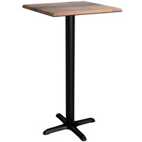 Lancaster Table & Seating Excalibur Square Bar Height Table with Textured Farmhouse Finish and Cross Base Plate