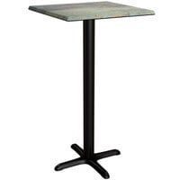 Lancaster Table & Seating Excalibur Square Bar Height Table with Textured Canyon Painted Metal Finish and Cross Base Plate