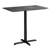 Lancaster Table & Seating Excalibur 28" x 48" Rectangular Bar Height Table with Smooth Letizia Finish and Cross Base Plate
