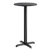 Lancaster Table & Seating Excalibur 24" Round Bar Height Table with Smooth Letizia Finish and Cross Base Plate