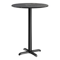 Lancaster Table & Seating Excalibur 32" Round Bar Height Table with Smooth Letizia Finish and Cross Base Plate