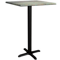 Lancaster Table & Seating Excalibur 28" x 28" Square Bar Height Table with Textured Canyon Painted Faux Metal Finish and Cross Base Plate