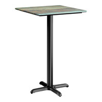 Lancaster Table & Seating Excalibur 28" x 28" Square Bar Height Table with Textured Canyon Painted Faux Metal Finish and Cross Base Plate
