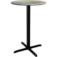 Lancaster Table & Seating Excalibur 36" Round Bar Height Table with Textured Canyon Painted Metal Finish and Cross Base Plate