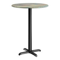 Lancaster Table & Seating Excalibur 32" Round Bar Height Table with Textured Canyon Painted Faux Metal Finish and Cross Base Plate