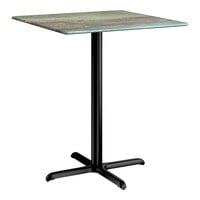 Lancaster Table & Seating Excalibur 36" x 36" Square Bar Height Table with Textured Canyon Painted Faux Metal Finish and Cross Base Plate