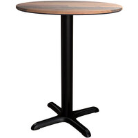 Lancaster Table & Seating Excalibur 32" Round Standard Height Table with Textured Farmhouse Finish and Cross Base Plate